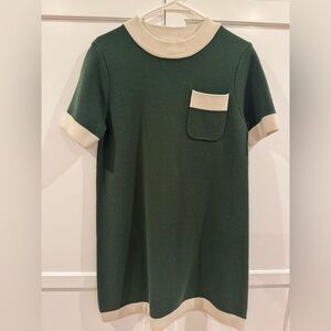 Tuckernuck Green and Cream Short Sleeve Sweater Dress